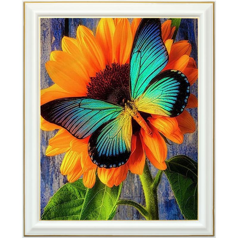 Diamond painting - Papillon et tournesol - 40 x 50 cm