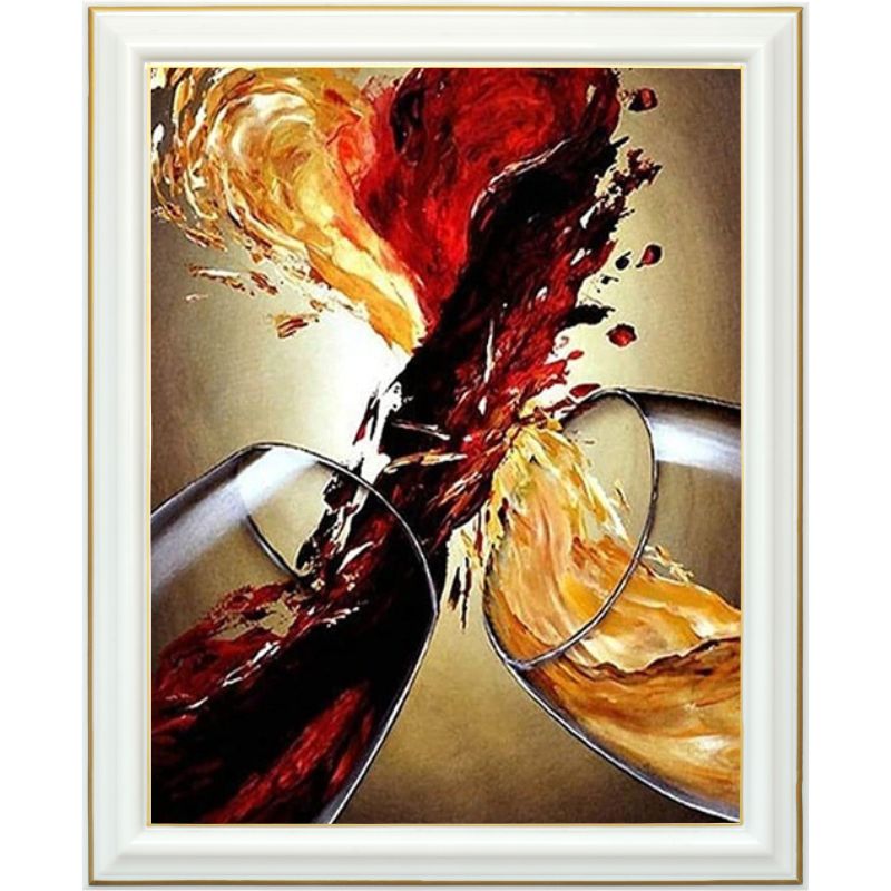 Broderie diamant - Cœur de vin - 40 x 50 cm