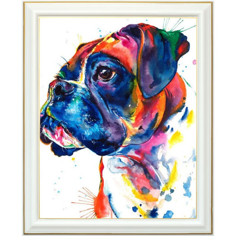 Diamond painting - Chien boxer multicolore