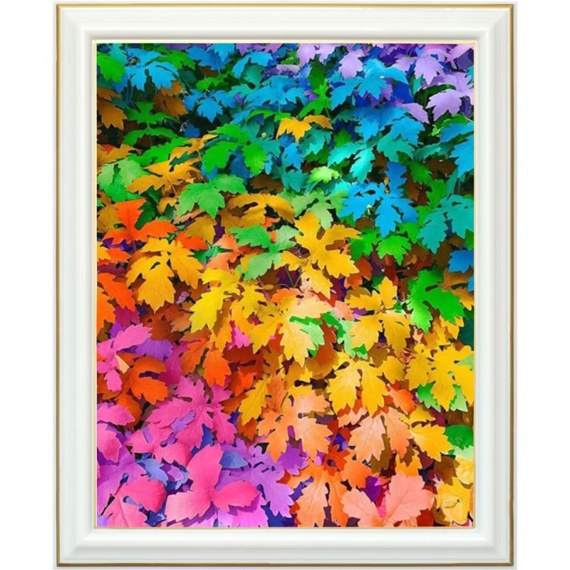 Broderie diamant - Feuilles multicolores - 40 x 50 cm