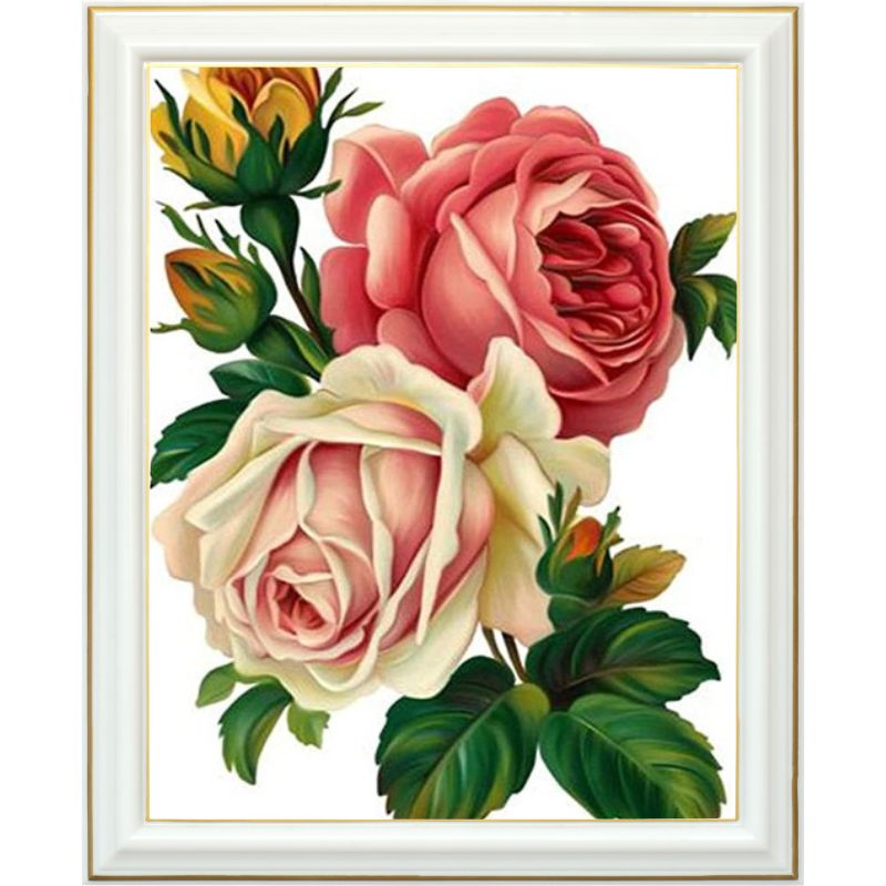 Peinture diamant - Roses du bonheur - 40 x 50 cm
