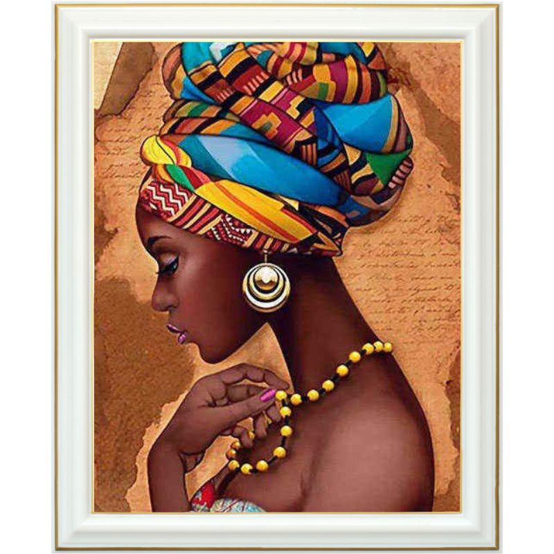 Broderie diamant - Femme africaine - 40 x 50 cm