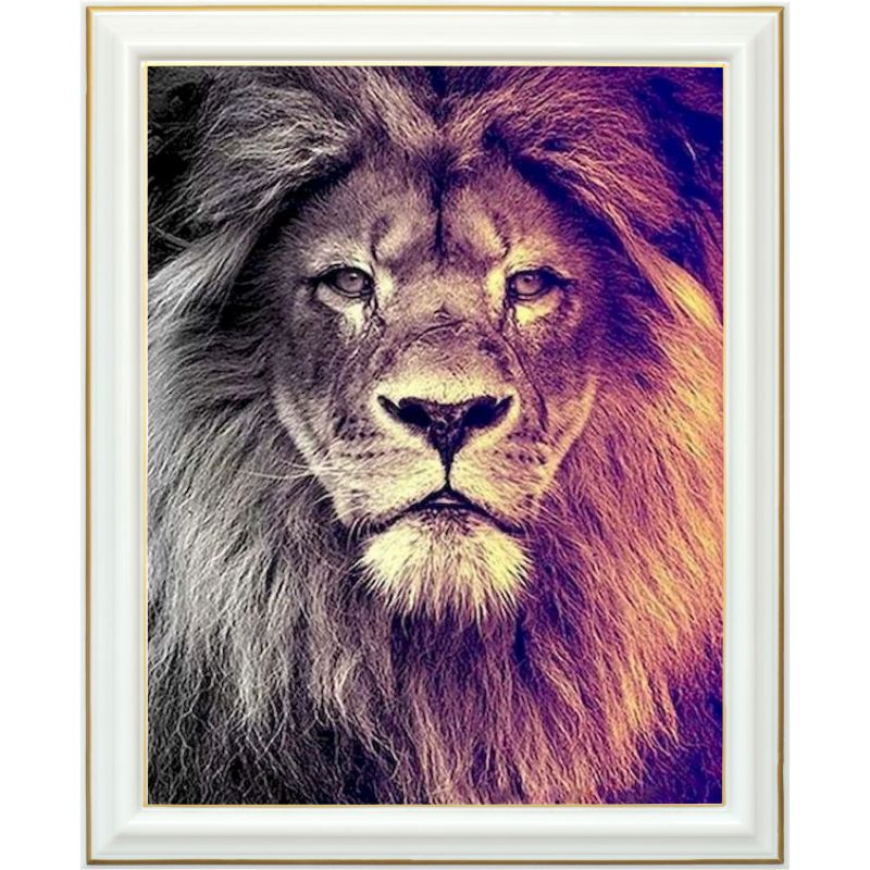 Broderie diamant - La sagesse du lion - 40 x 50 cm
