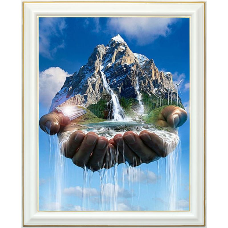 Broderie diamant - La montagne coule de source - 40 x 50 cm