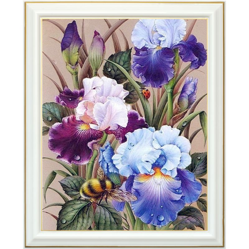 Broderie diamant - Iris du jardin - 40 x 50 cm
