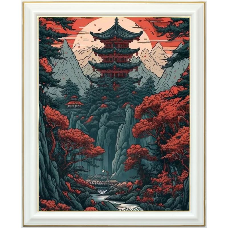 Diamond painting AB - Temple japonais des montagnes