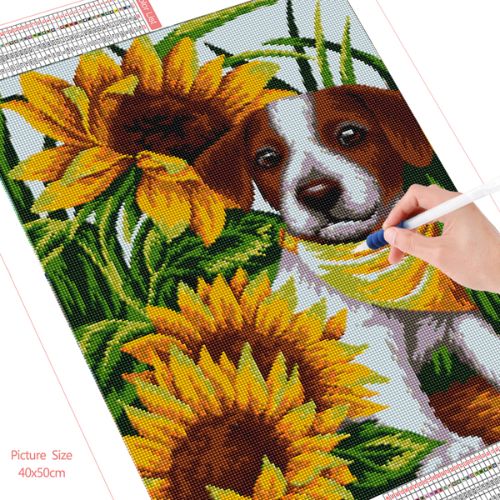 canevas-diamant-beagle-tournesol