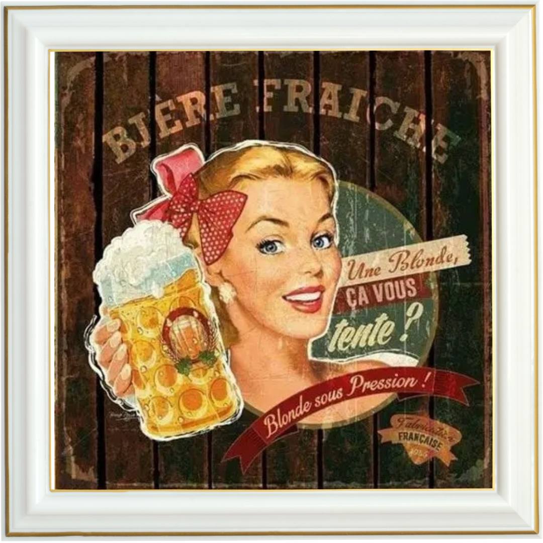 Diamond painting - Affiche vintage bière fraîche