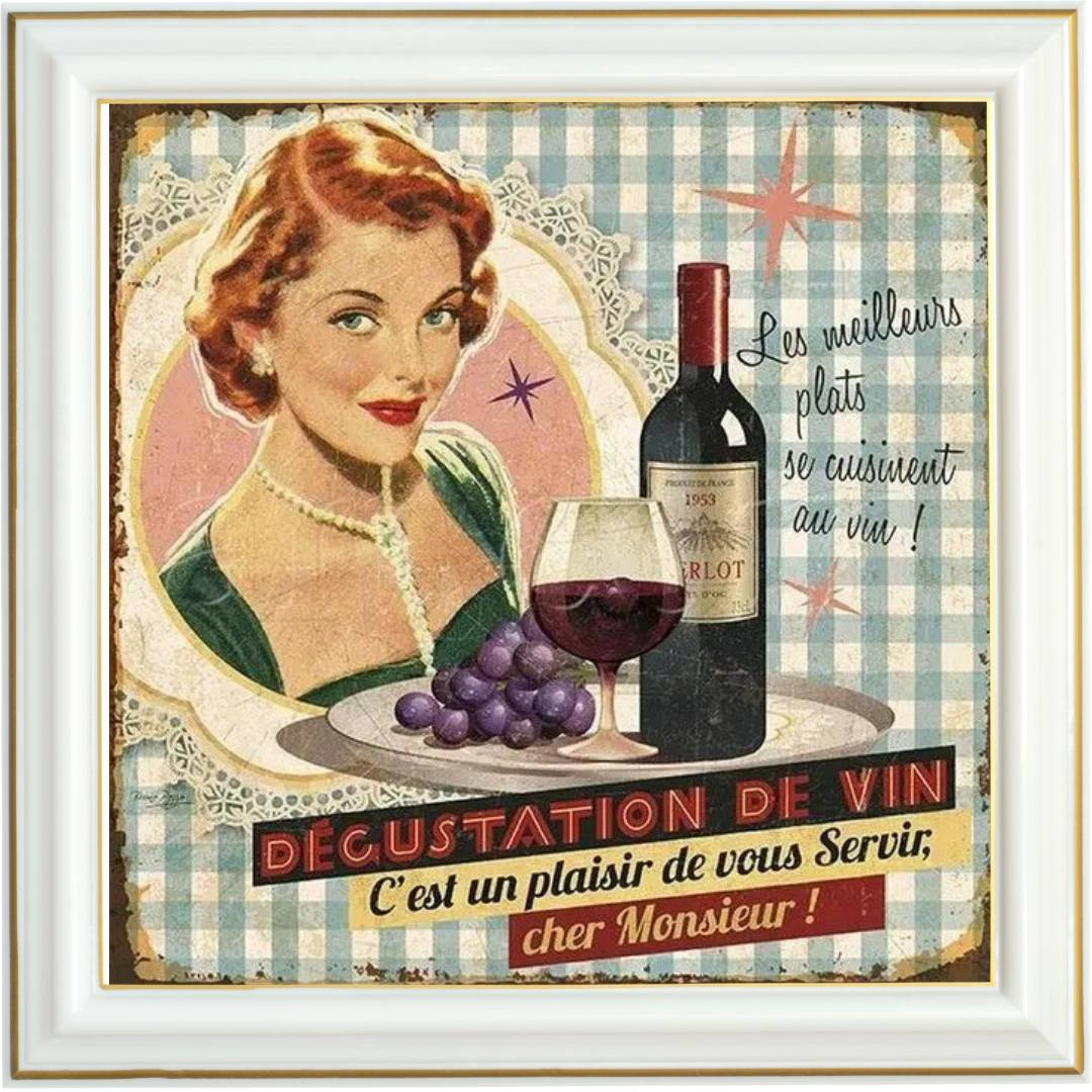 Diamond painting - Affiche vintage dégustation de vin