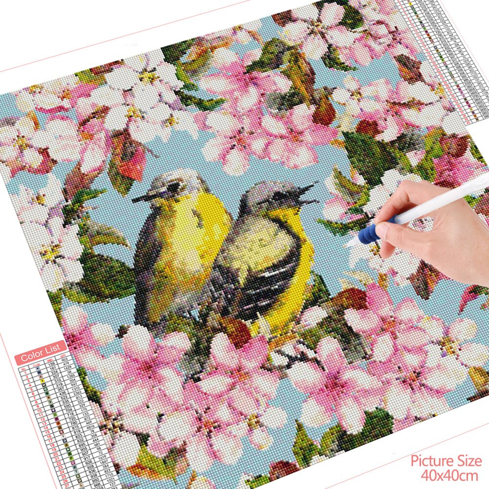 HUACAN-diamant-peinture-Animal-oiseau-maison-Art-5D-bricolage-diamant-broderie-mosa-que-cerisier-fleurs-Stickers