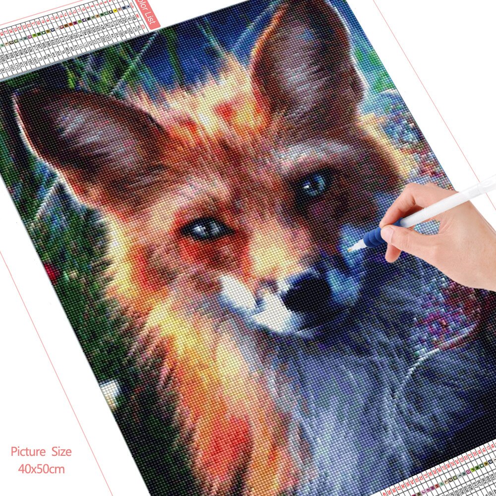 HUACAN-peinture-de-diamant-de-renard-autocollant-mural-en-mosa-que-d-animaux-carr-s-ou