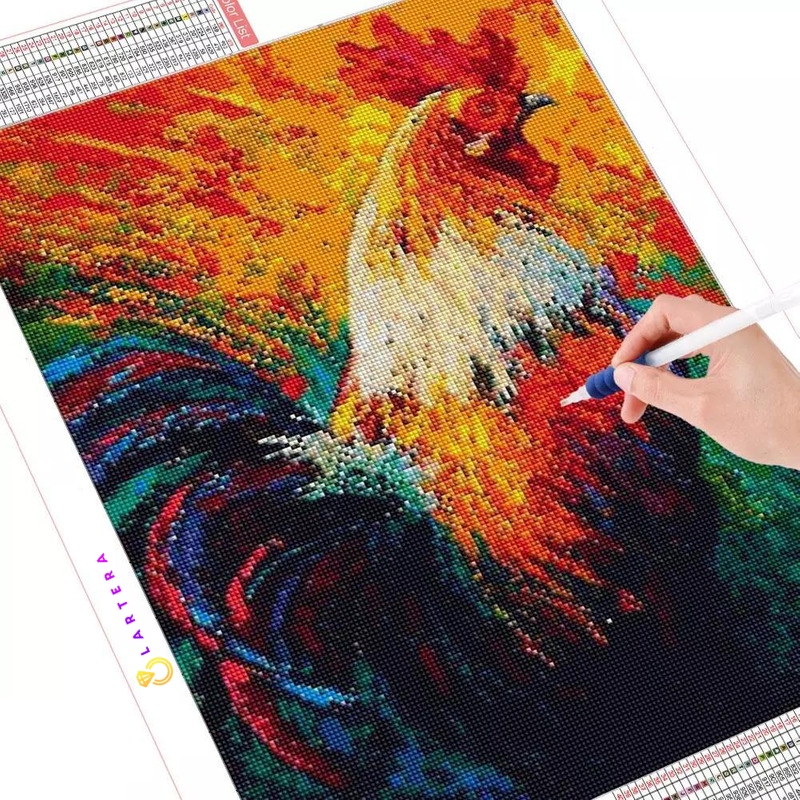 Toile coq multicolore