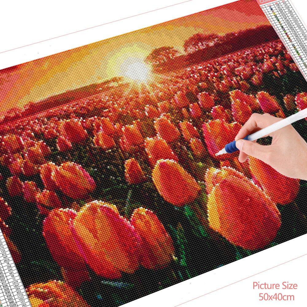 HUACAN-peinture-diamant-th-me-tulipe-broderie-5d-point-de-croix-d-cor-de-maison