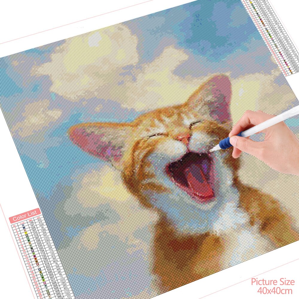 HUACAN-Cat-5D-bricolage-diamant-peinture-Animal-broderie-point-de-croix-d-coration-peinture-avec-diamants