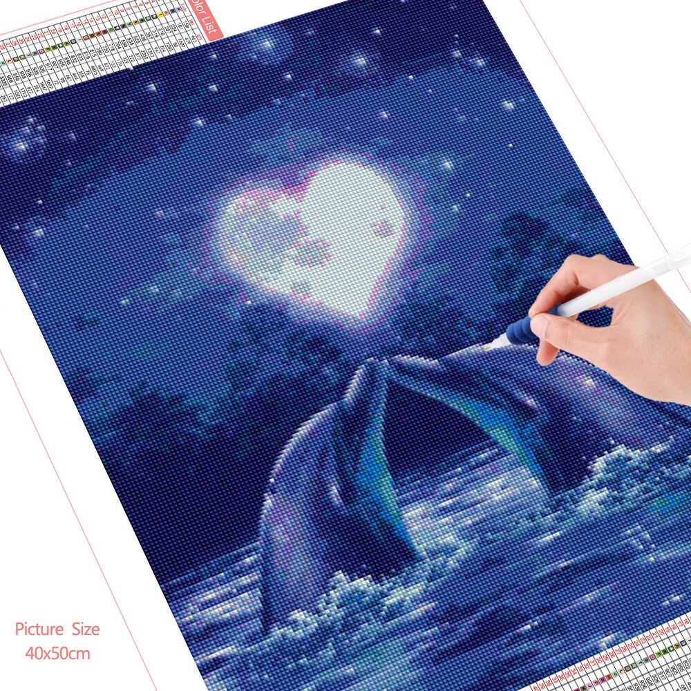HUACAN-diamant-peinture-Animal-dauphin-diamant-broderie-mosa-que-baleine-point-de-croix-artisanat-fait-main