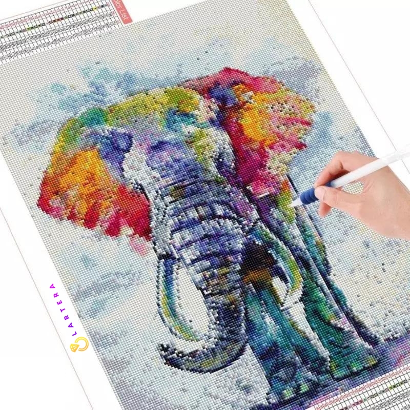 Toile éléphants multicolores