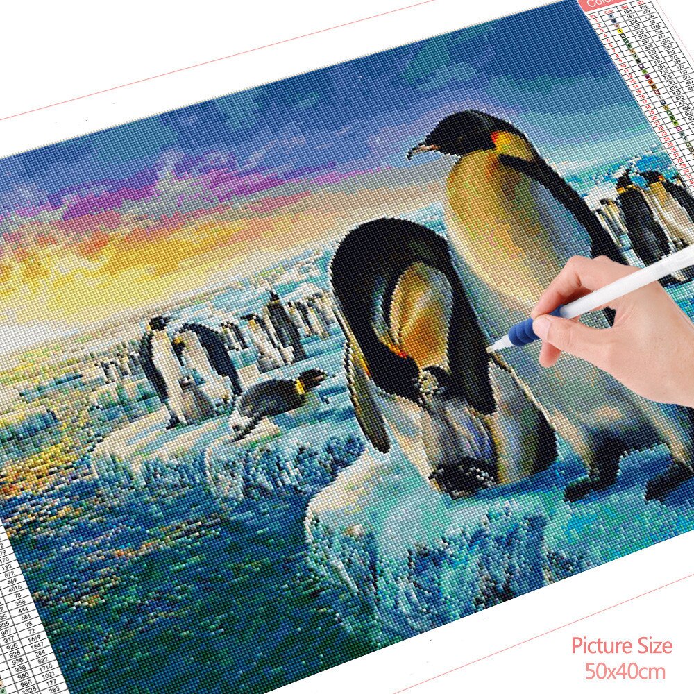 HUACAN-peinture-diamant-de-pingouin-broderie-mosa-que-de-Glacier-en-point-de-croix-Art-domestique