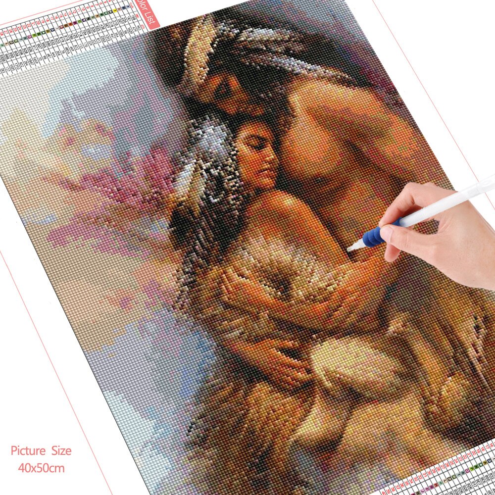 HUACAN-peinture-en-diamant-5D-Portrait-d-cor-mural-broderie-mosa-que-points-de-croix-indiens