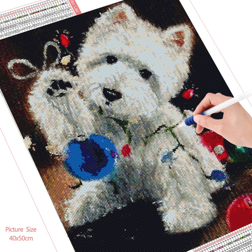 HUACAN-peinture-de-diamant-5D-bricolage-chien-de-no-l-point-de-croix-broderie-de-diamant