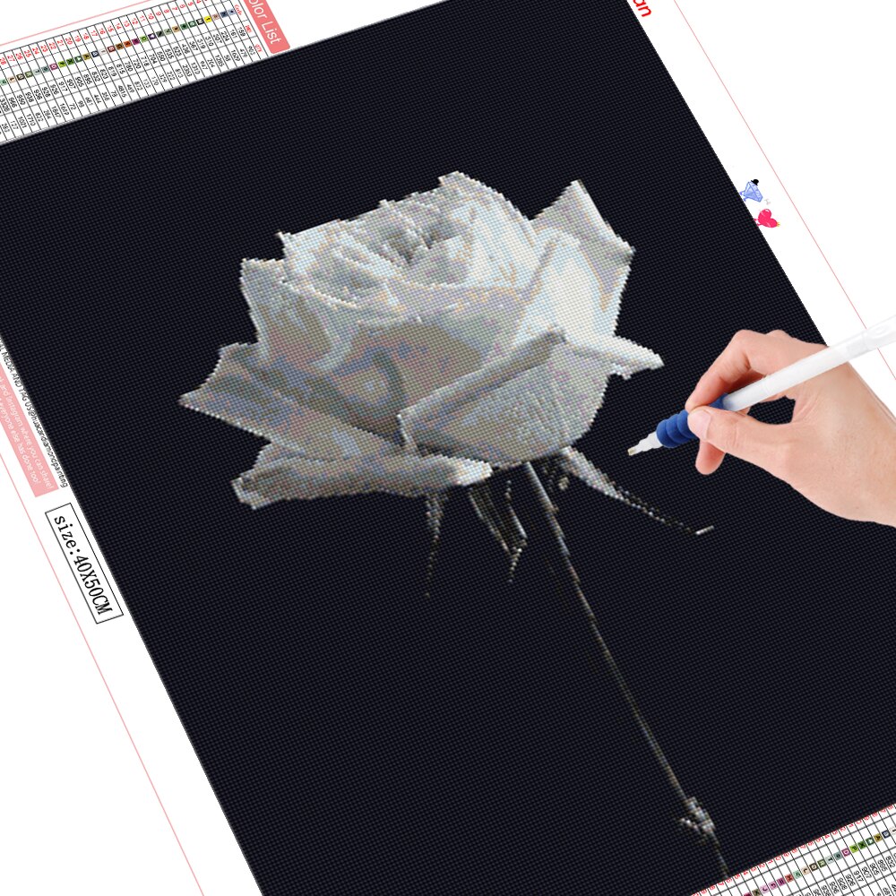 Kit-peinture-diamant-bricolage-5D-Rose-noir-blanc