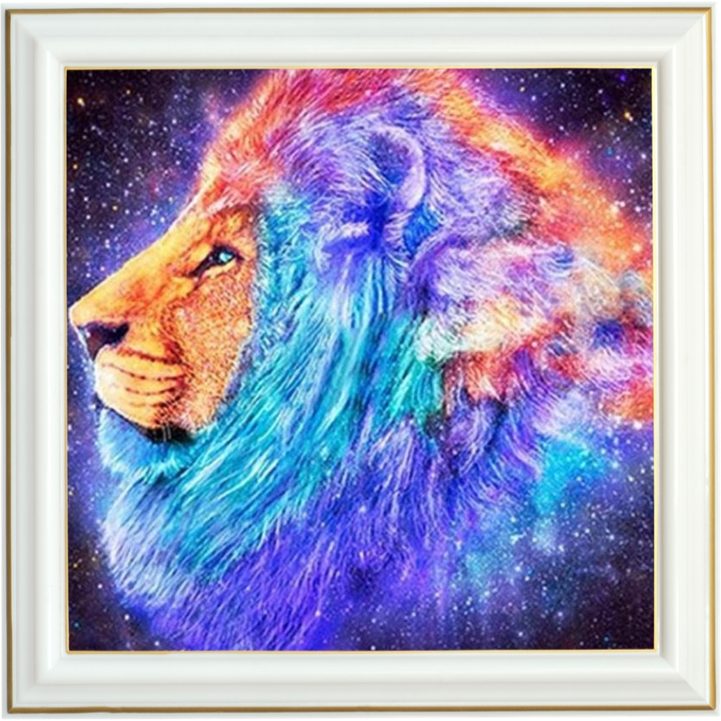 Broderie diamant - Lion à la crinière coloré