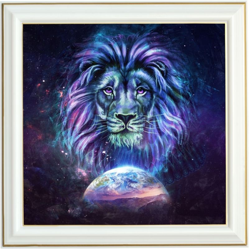 Broderie diamant - Lion et planète - 40 x 40 cm
