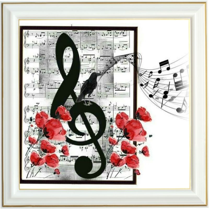 Broderie diamant - Roses en musique