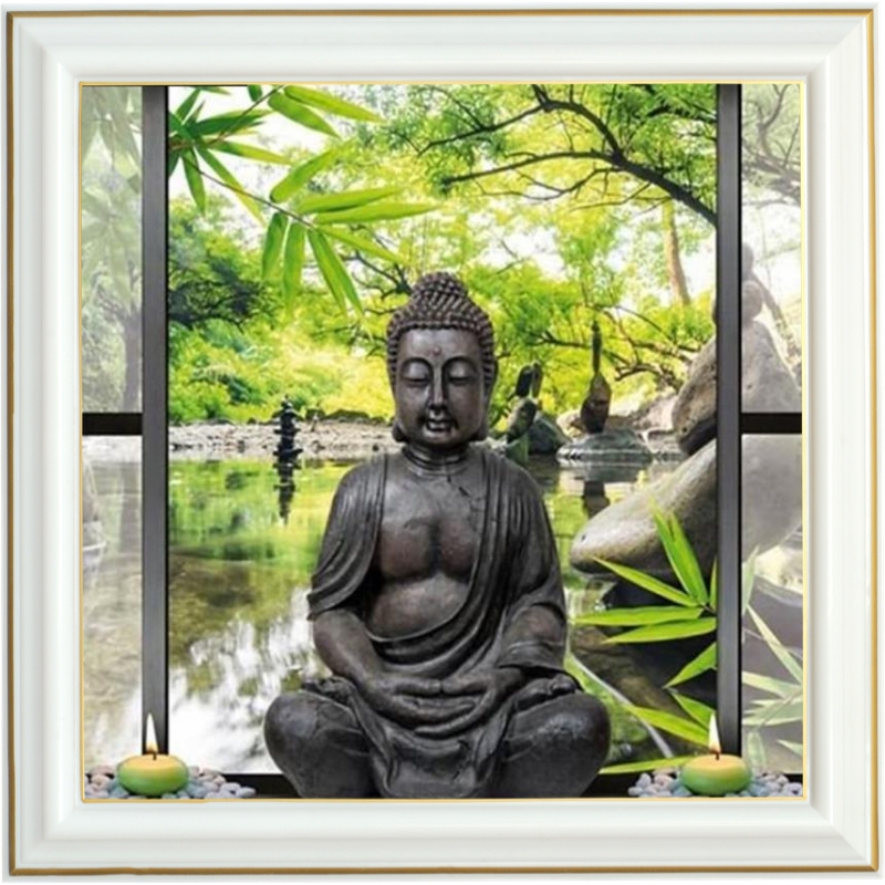 Diamond painting - Bouddha jardin zen - 40 x 40 cm