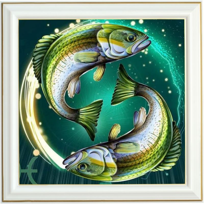 Broderie diamant - Signe du poisson - 40 x 40 cm