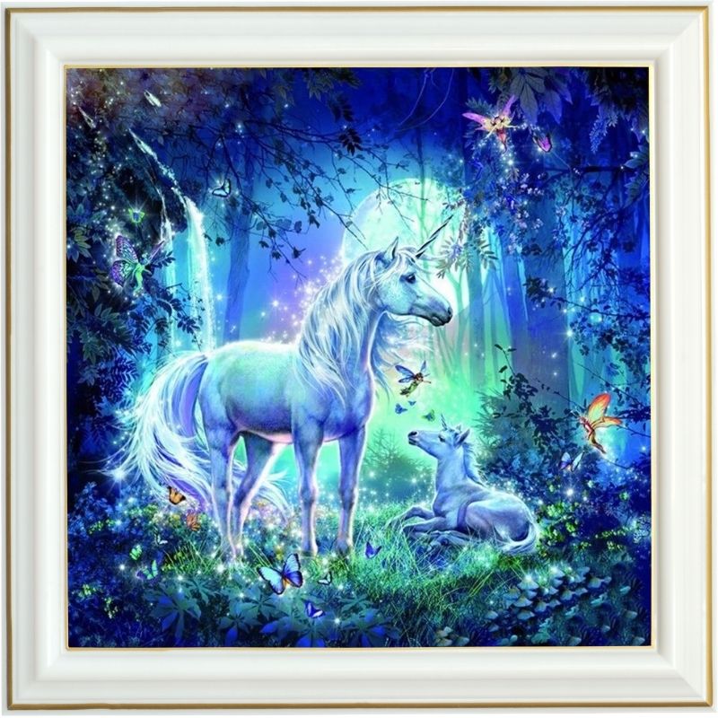 Ludendo - Tableau à peindre Numéro d'Art - Licorne en forêt