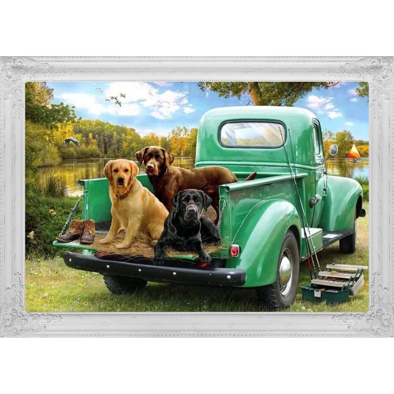 Broderie diamant - Chien de chasse