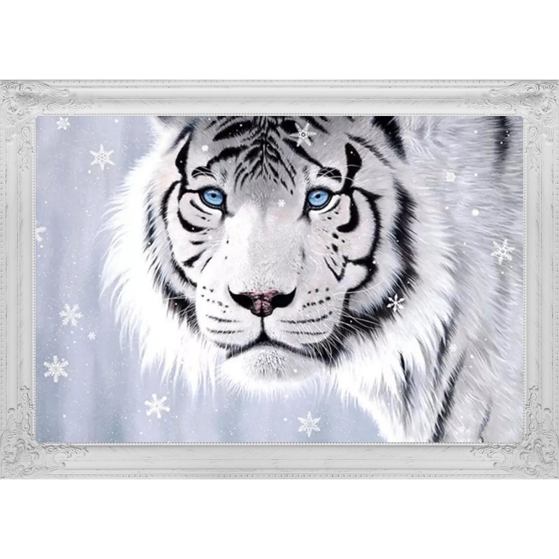 Broderie diamant - Tigre blanc dans la neige