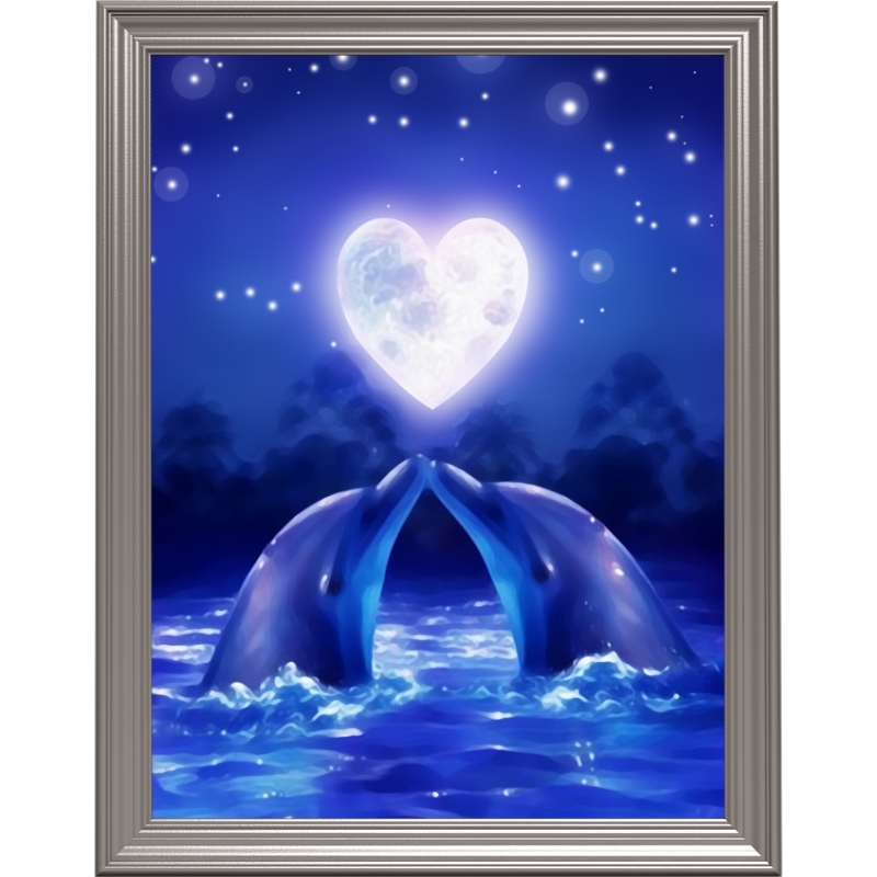 Broderie diamant - Cœur de dauphins