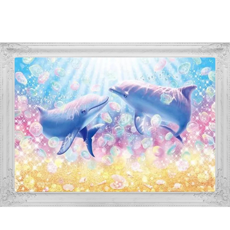Broderie diamant - Couple de dauphins