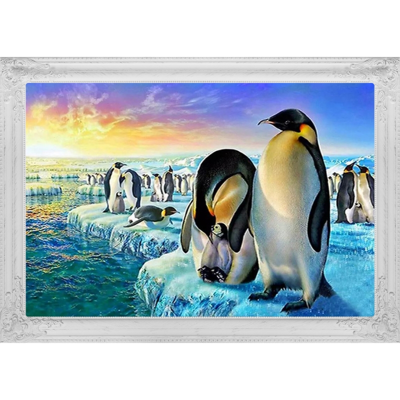 Broderie diamant - Famille pingouin en antarctique