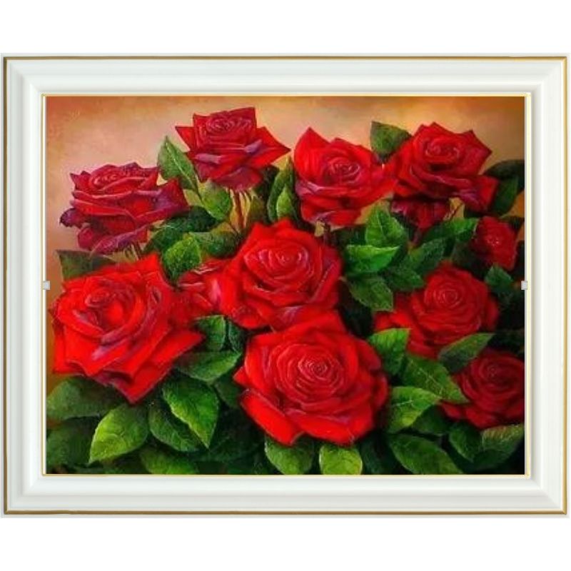 Broderie diamant - Bouquet de roses rouges