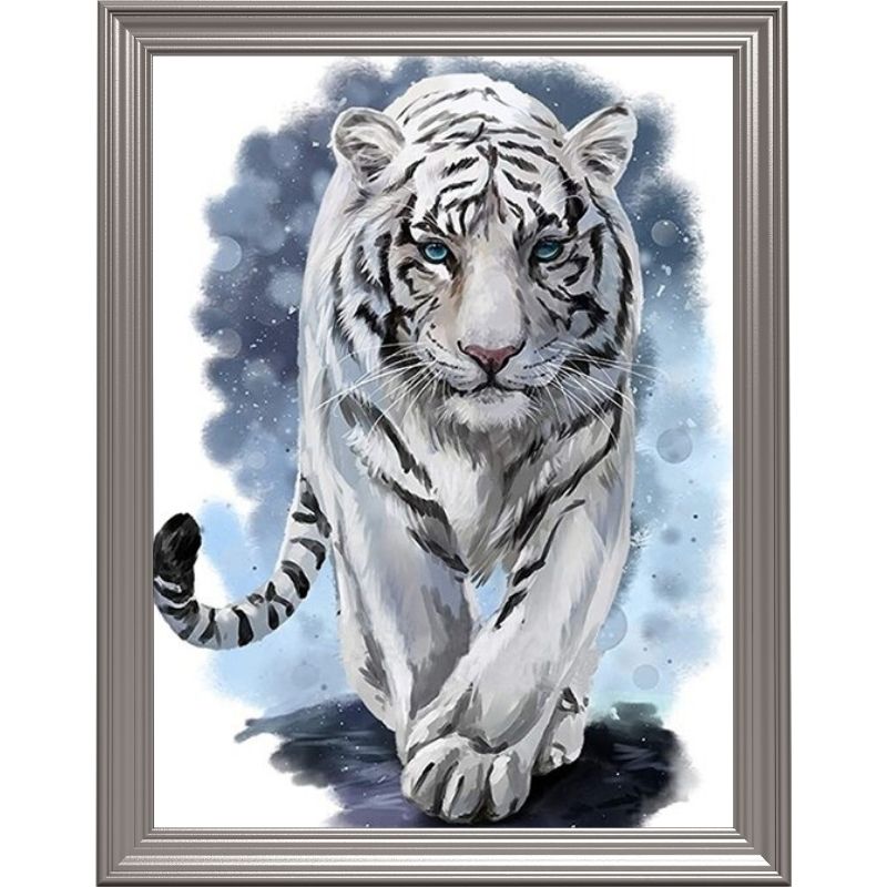 Broderie diamant - Tigre blanc du Bengale