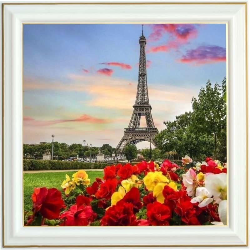 Broderie diamant - Tour Eiffel et bégonias