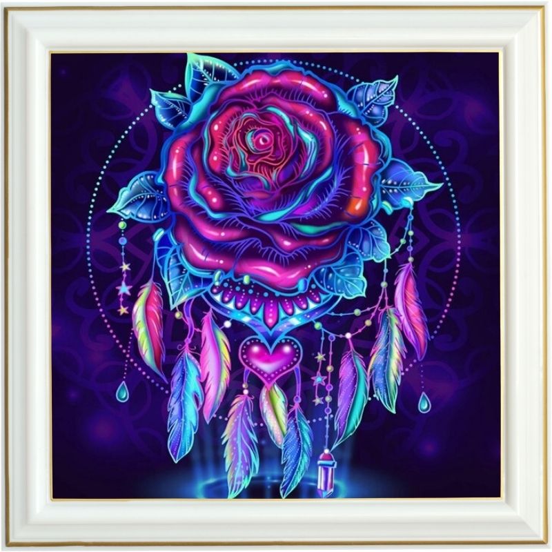 Broderie diamant - Rose attrape-rêves - 40 x 40 cm