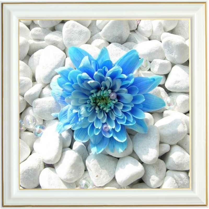 Broderie diamant - Chrysanthème bleu - 40 x 40 cm
