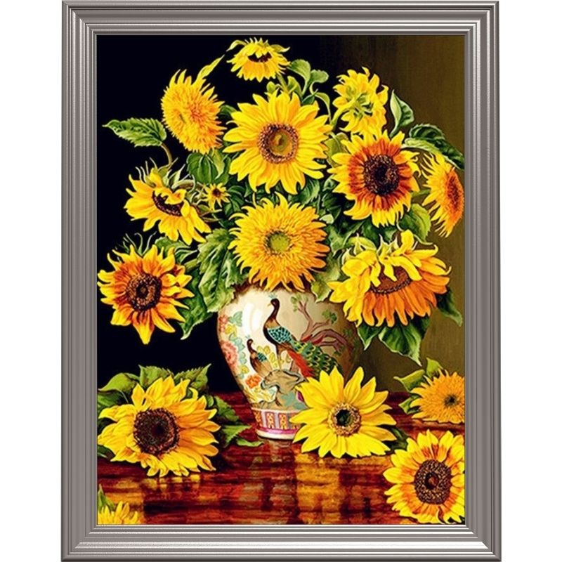 Broderie diamant - Vase de tournesol