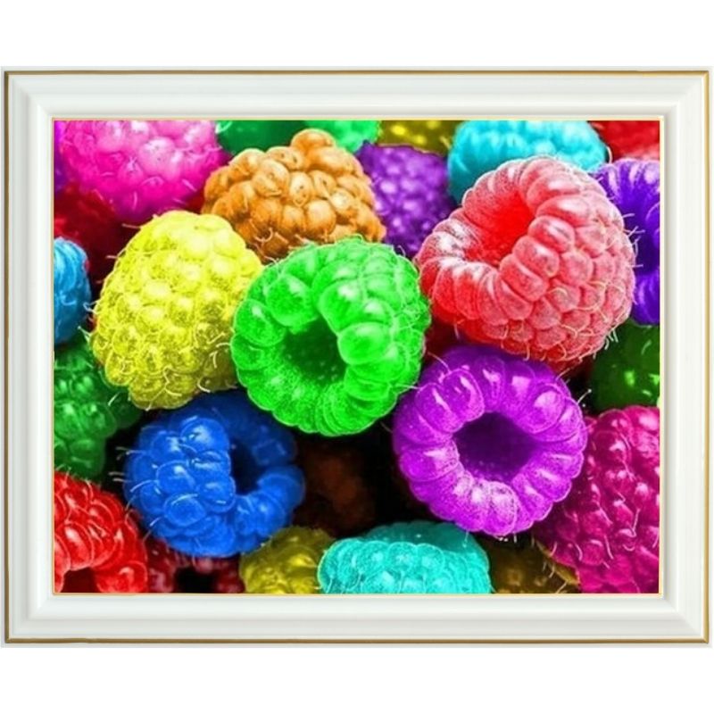 Broderie diamant - Framboises multicolores