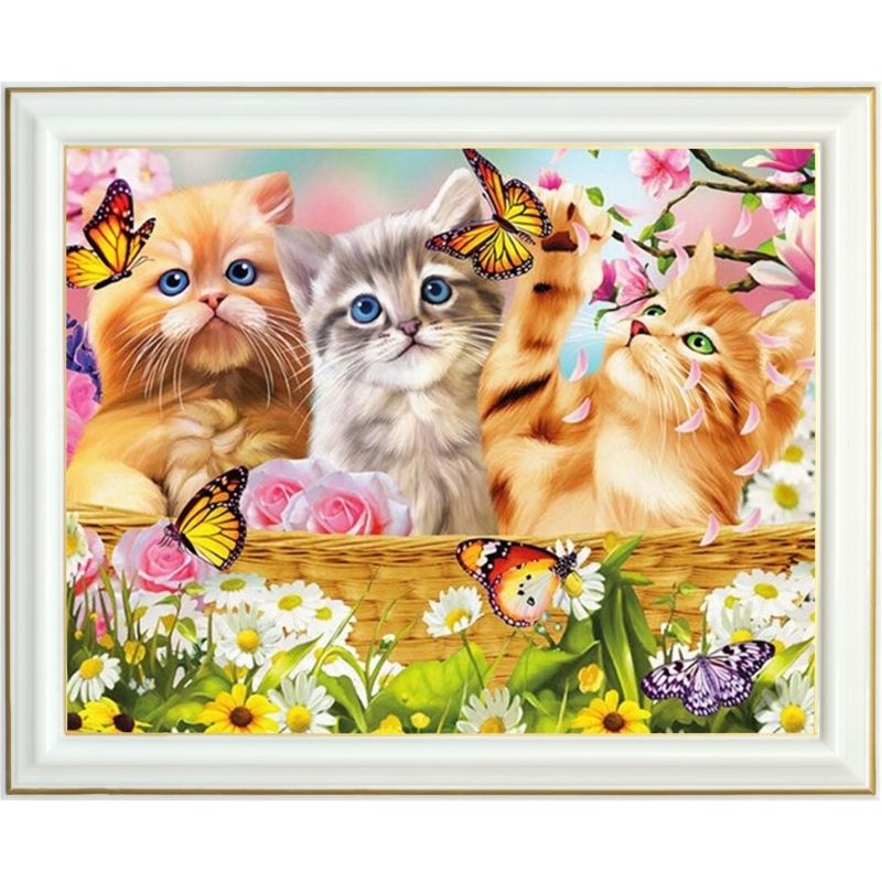 Broderie diamant - Chatons et papillons