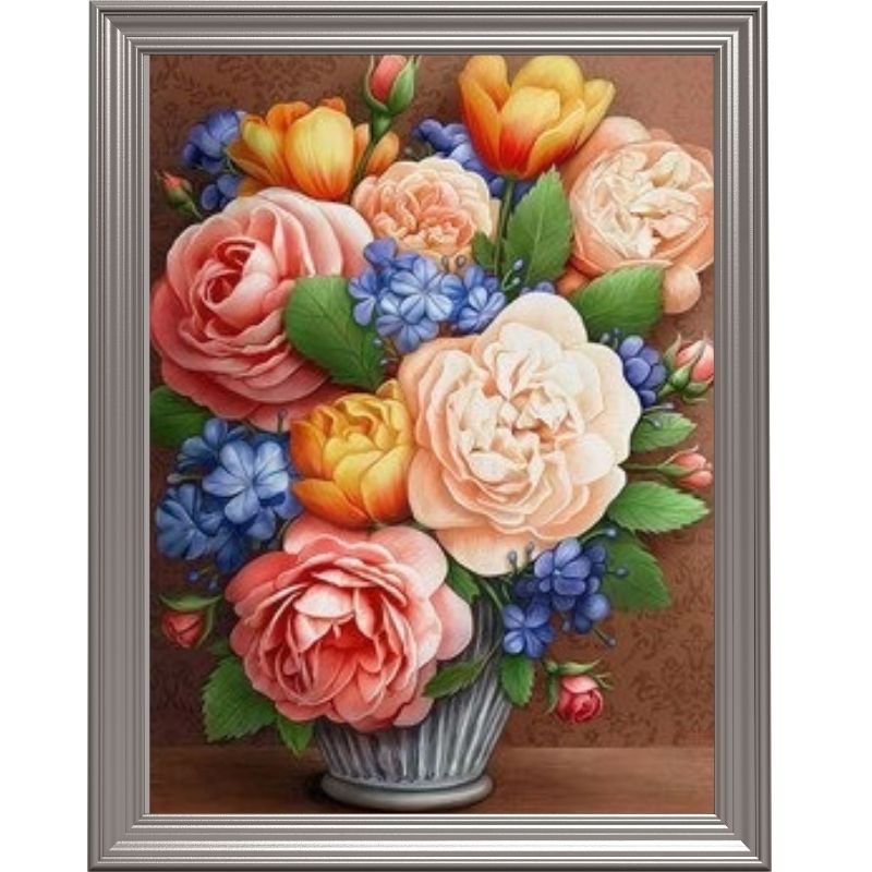 Broderie diamant - Bouquet printanier coloré