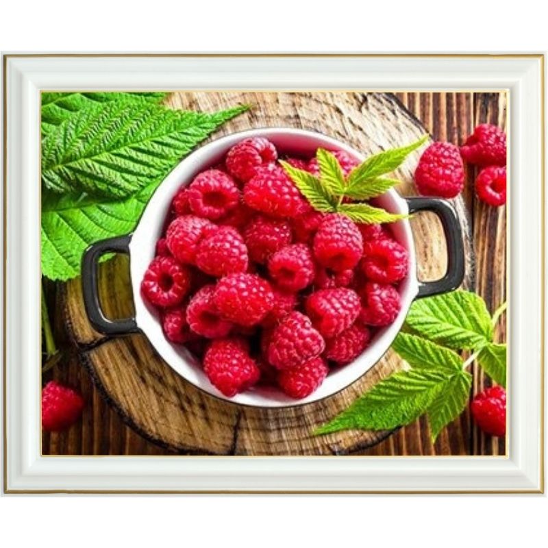 Broderie diamant - Framboises du jardin - 40 x 50 cm