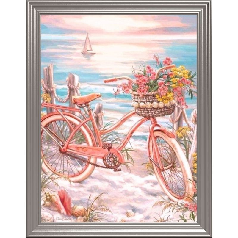 Broderie diamant - Bicyclette rose