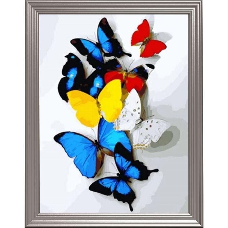 Broderie diamant - Papillons bleus jaunes et rouges