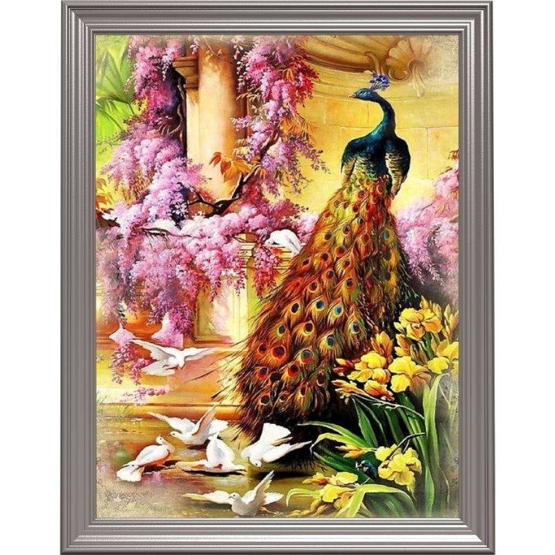 broderie-diamant-paon-orangé