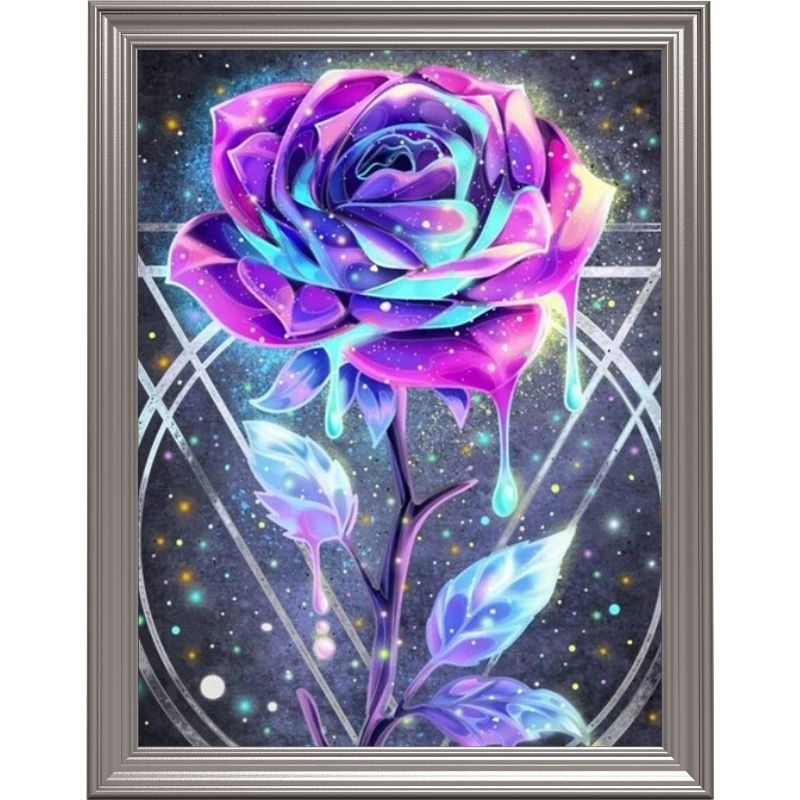 Broderie diamant - Rose galactique violette