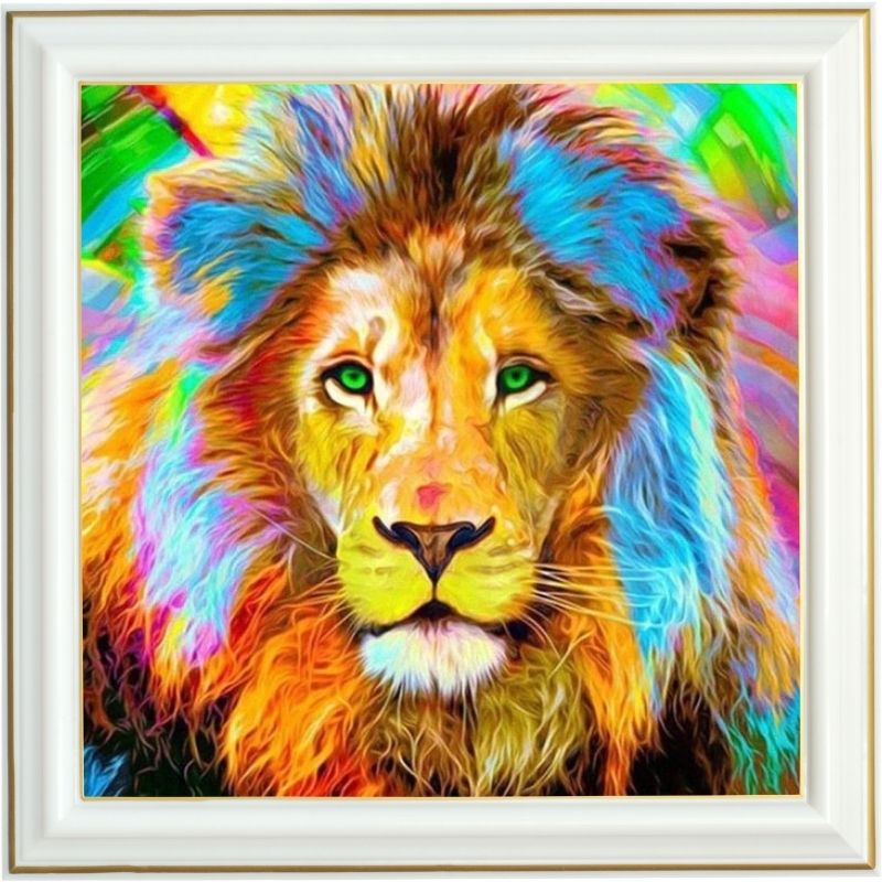 Broderie diamant - Lion multicolore